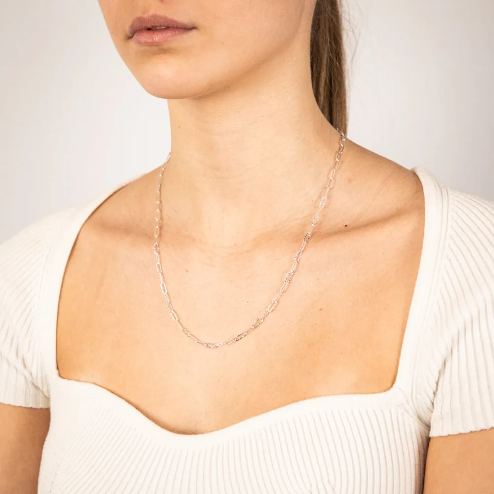 Sterling Silver Textured Paperclip 60 Gauge 50cm Chain Shiels
