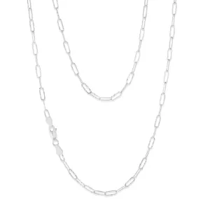 Sterling Silver Textured Paperclip 60 Gauge 50cm Chain Shiels