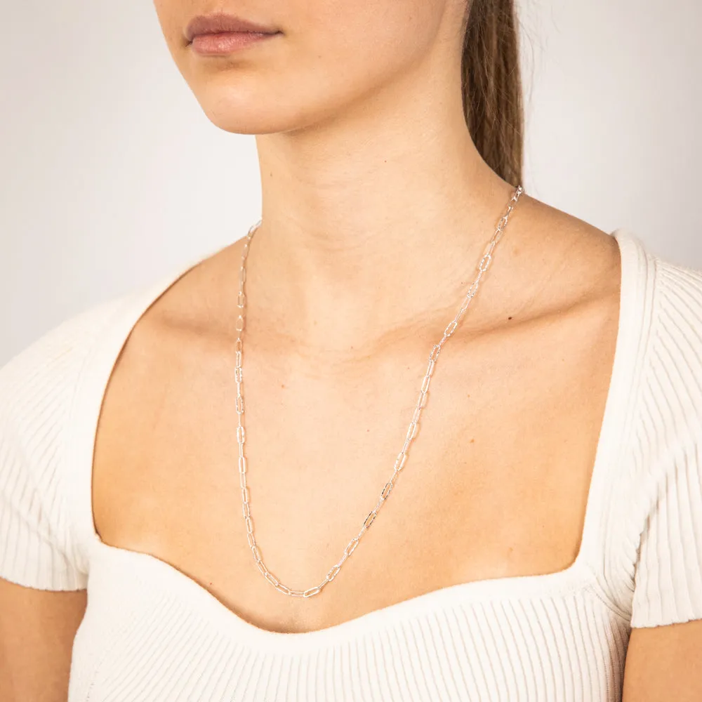 Sterling Silver Textured Paperclip 60 Gauge 60cm Chain Shiels