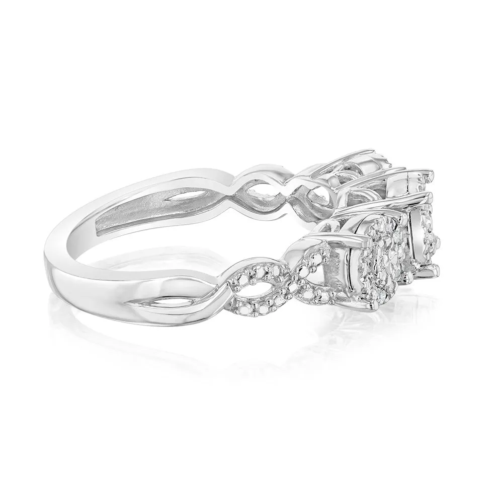 Sterling Silver Trilogy Ring with 1/5 Carat Diamonds Shiels
