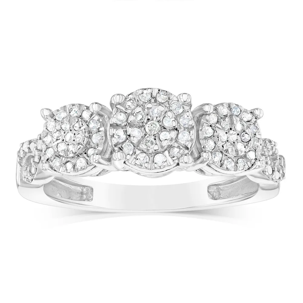 Sterling Silver Trilogy Ring with 1/5 Carat Diamonds Shiels