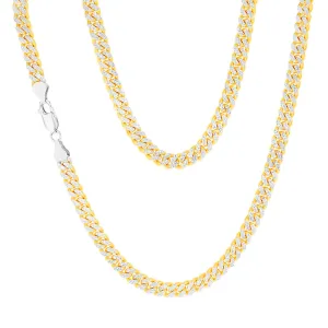 Sterling Silver Two Tone Pave Curb 180 Gauge 50cm Chain Shiels