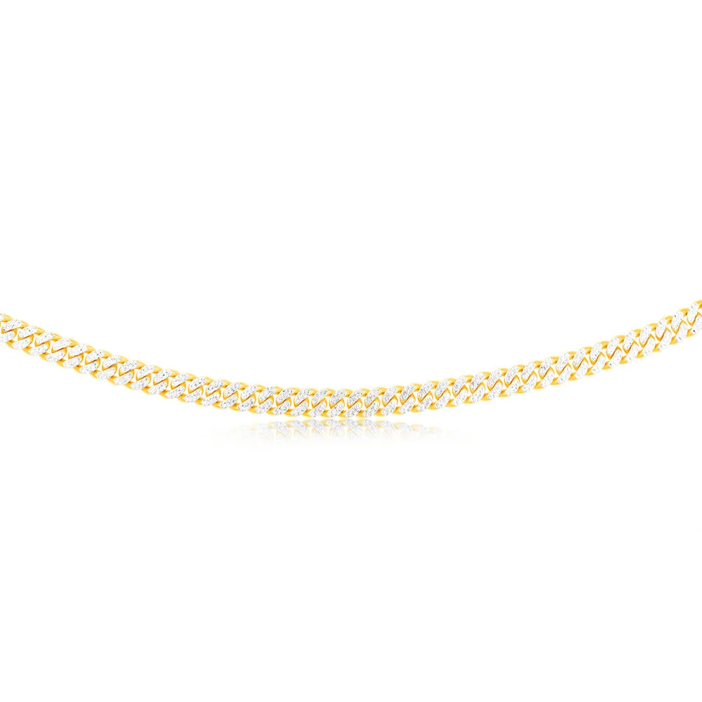 Sterling Silver Two Tone Pave Curb 180 Gauge 50cm Chain Shiels