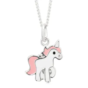 Sterling Silver Unicorn Pink and White Pendant Shiels
