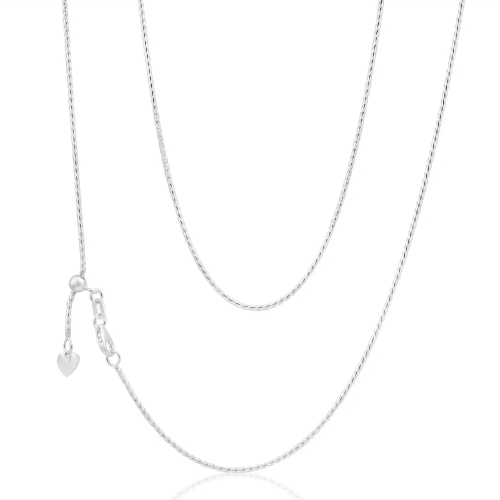 Sterling Silver Wheat Adjustable Heart Drop Chain 50cm Shiels