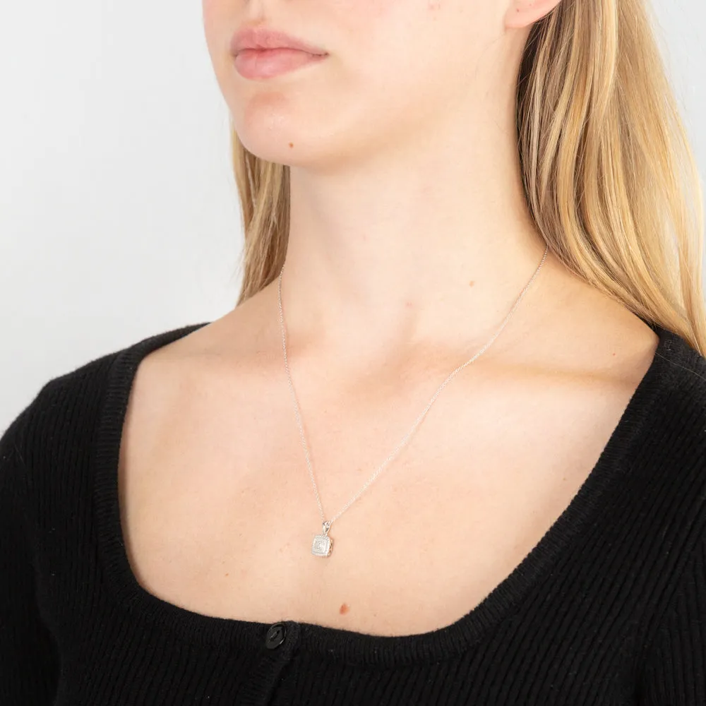 Sterling Silver With Diamond Cushion Shape Pendant Shiels