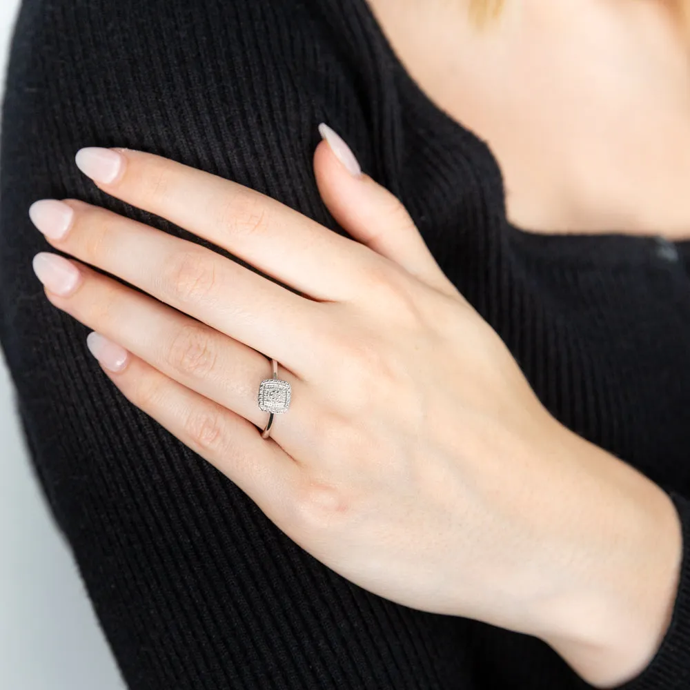 Sterling Silver With Diamond Cushion Shape Ring Shiels