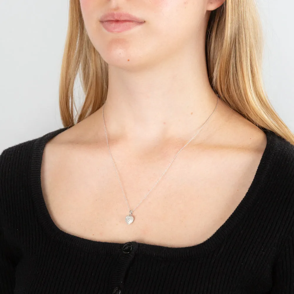 Sterling Silver With Diamond Heart Shape Pendant with Chain Shiels