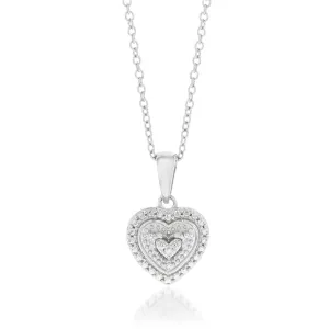 Sterling Silver With Diamond Heart Shape Pendant with Chain Shiels
