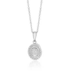 Sterling Silver With Diamond Oval Shape Pendant Shiels
