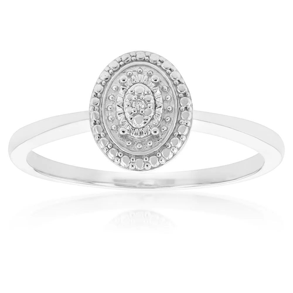 Sterling Silver With Diamond Oval Shape Ring Shiels