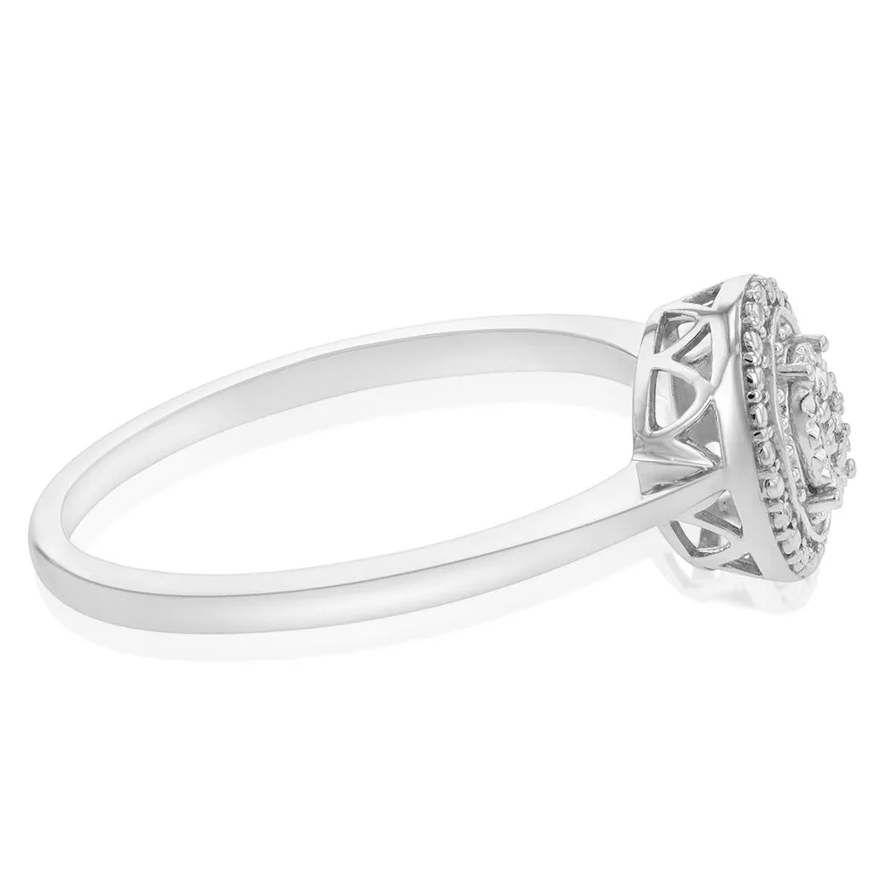 Sterling Silver With Diamond Oval Shape Ring Shiels