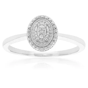 Sterling Silver With Diamond Oval Shape Ring Shiels