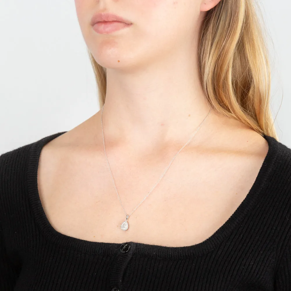 Sterling Silver With Diamond Pear Shape Pendant Shiels