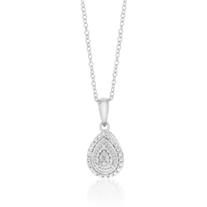 Sterling Silver With Diamond Pear Shape Pendant Shiels