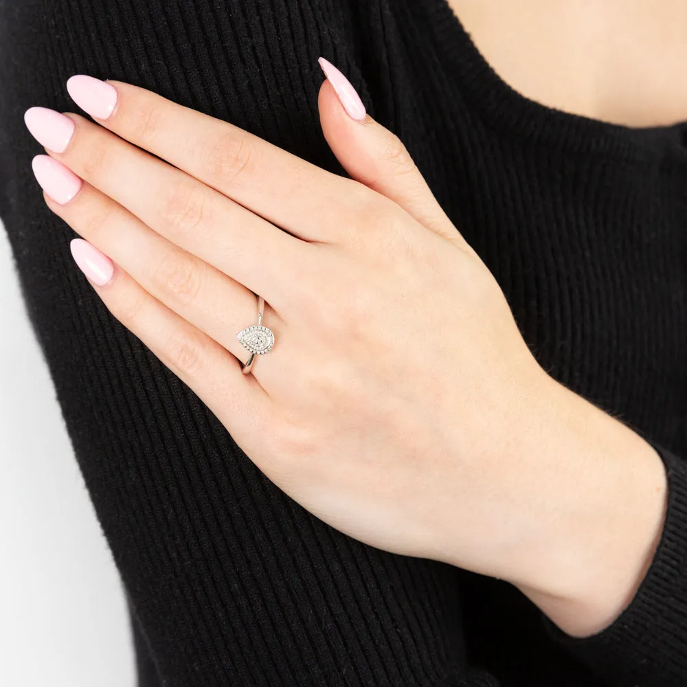 Sterling Silver With Diamond Pear Shape Ring Shiels