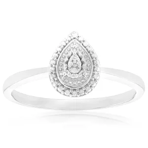 Sterling Silver With Diamond Pear Shape Ring Shiels
