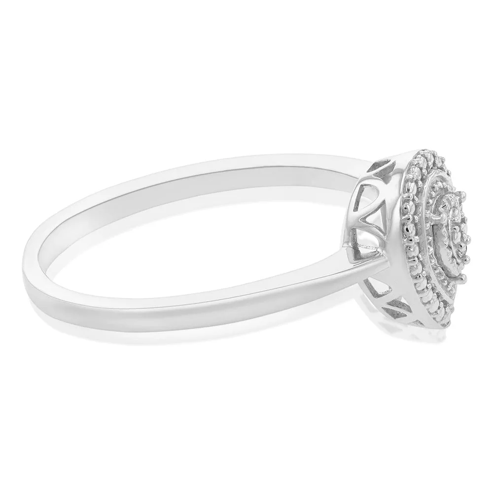 Sterling Silver With Diamond Pear Shape Ring Shiels