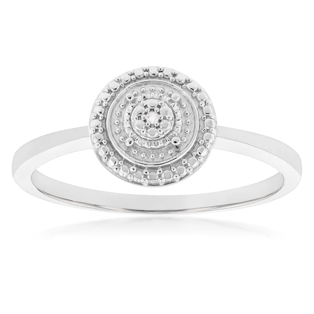 Sterling Silver With Diamond Round Shape Ring Shiels