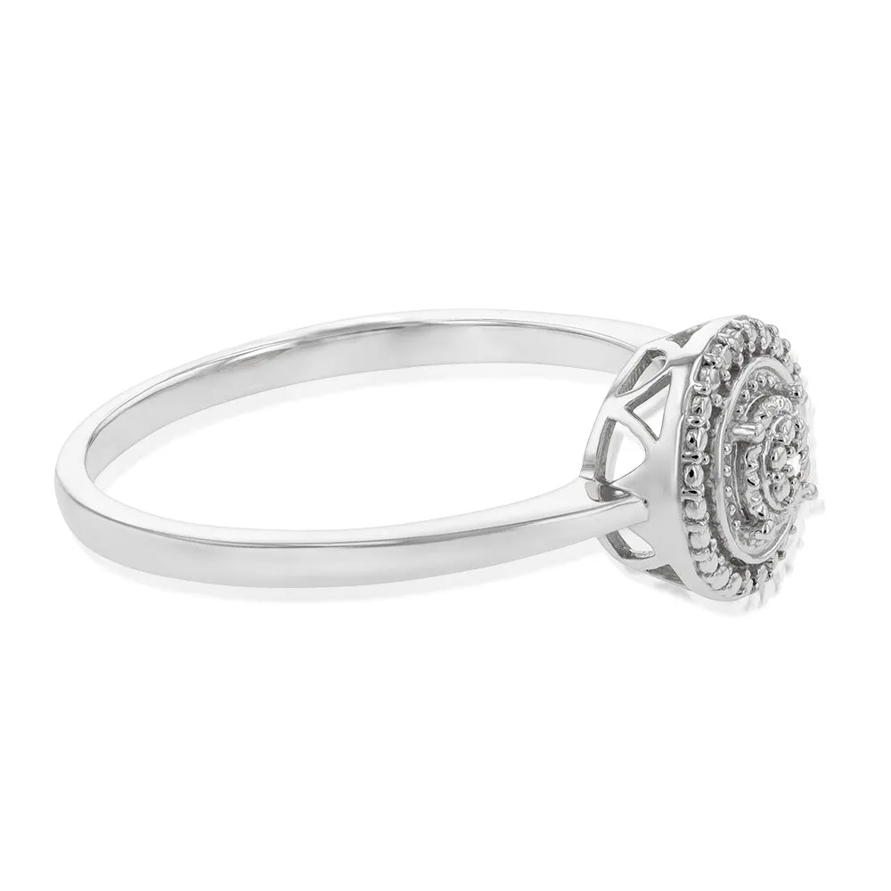 Sterling Silver With Diamond Round Shape Ring Shiels