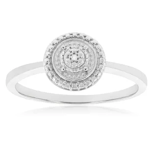 Sterling Silver With Diamond Round Shape Ring Shiels