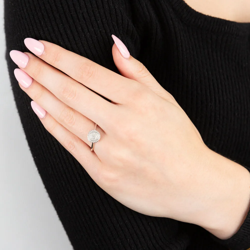 Sterling Silver With Diamond Round Shape Ring Shiels