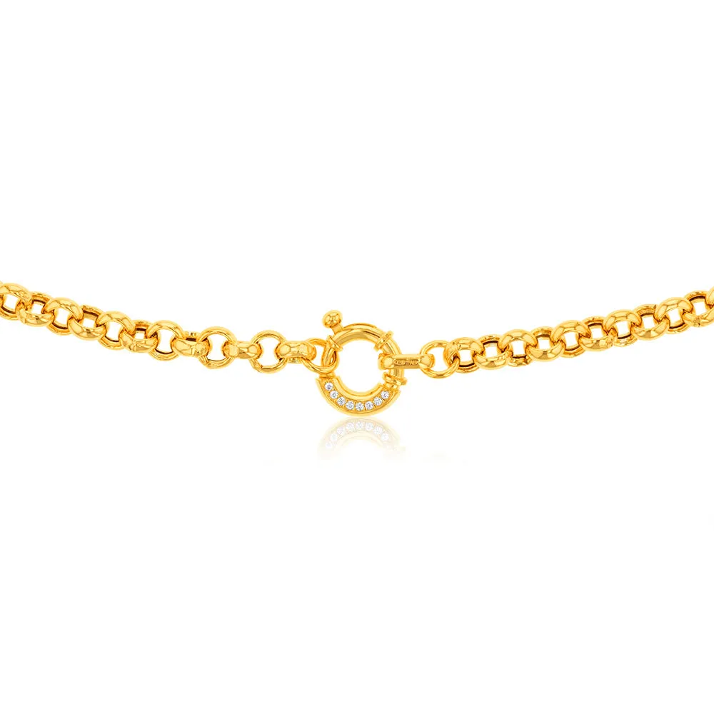 Sterling Silver Yellow Gold Plated Cubic Zironica Bolting 45cm Belcher Chain Shiels