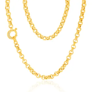 Sterling Silver Yellow Gold Plated Cubic Zironica Bolting 45cm Belcher Chain Shiels
