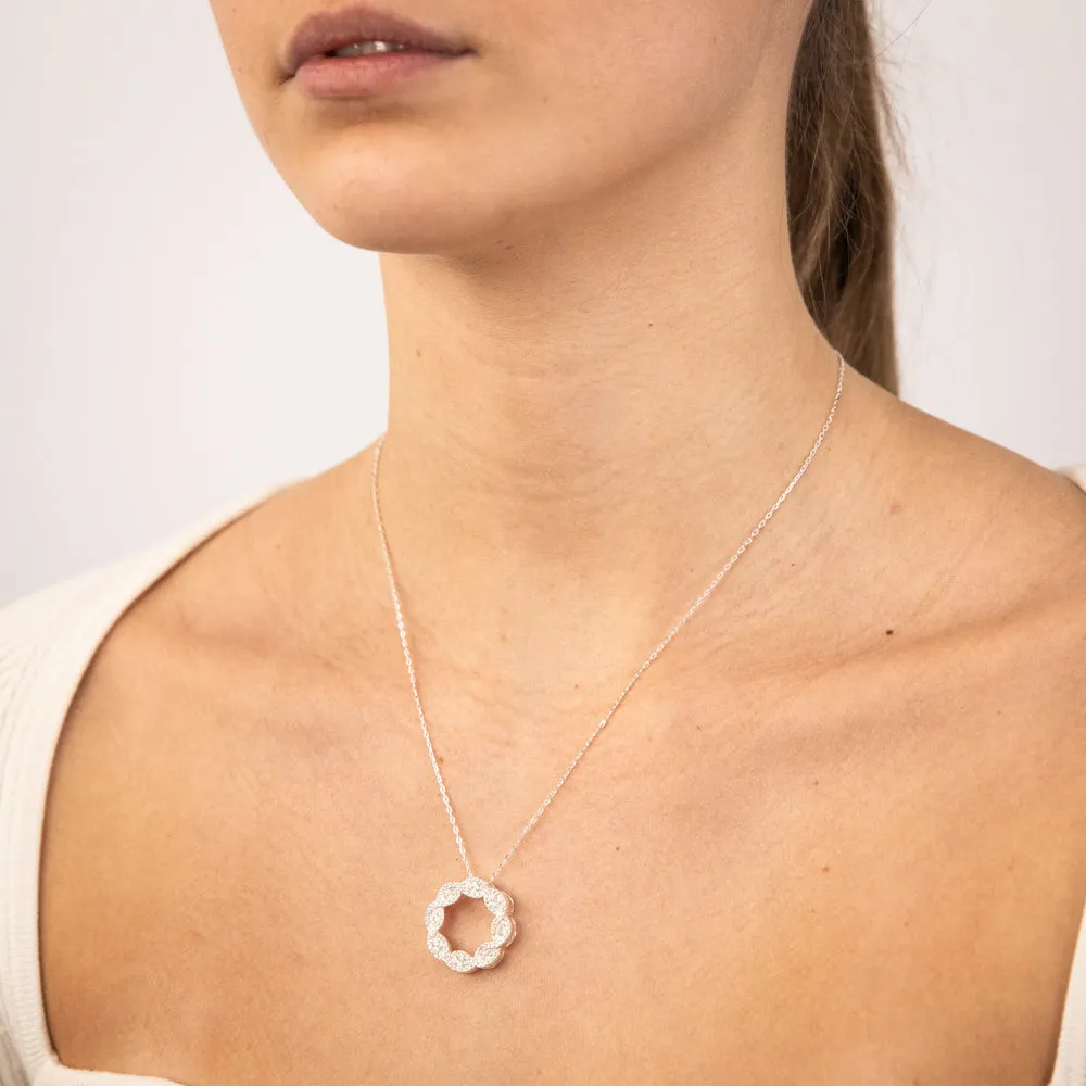 Sterling Silver Zirconia Circle Of Life Pendant On Chain Shiels