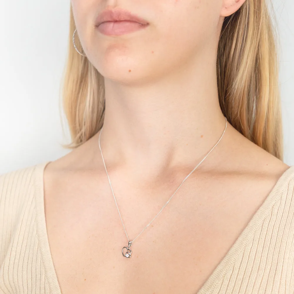 Sterling Silver Zirconia Double Heart Pendant Shiels