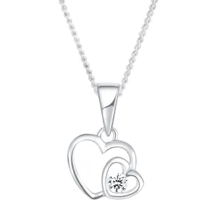 Sterling Silver Zirconia Double Heart Pendant Shiels