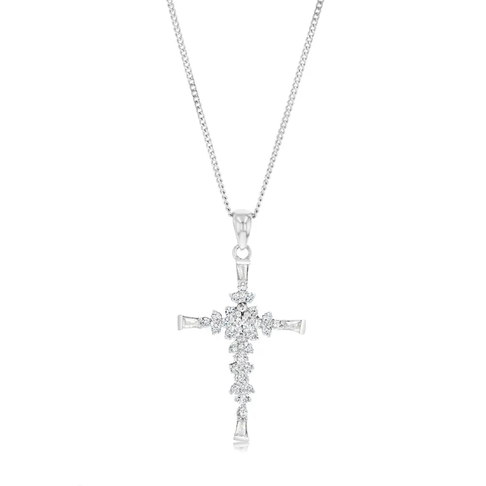Sterling Silver Zirconia Fancy Cross Pendant Shiels