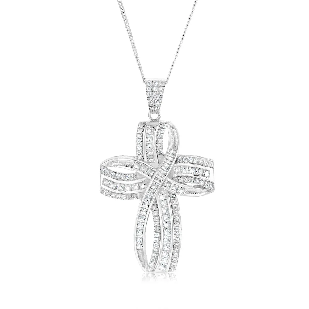 Sterling Silver Zirconia Fancy Cross Pendant Shiels