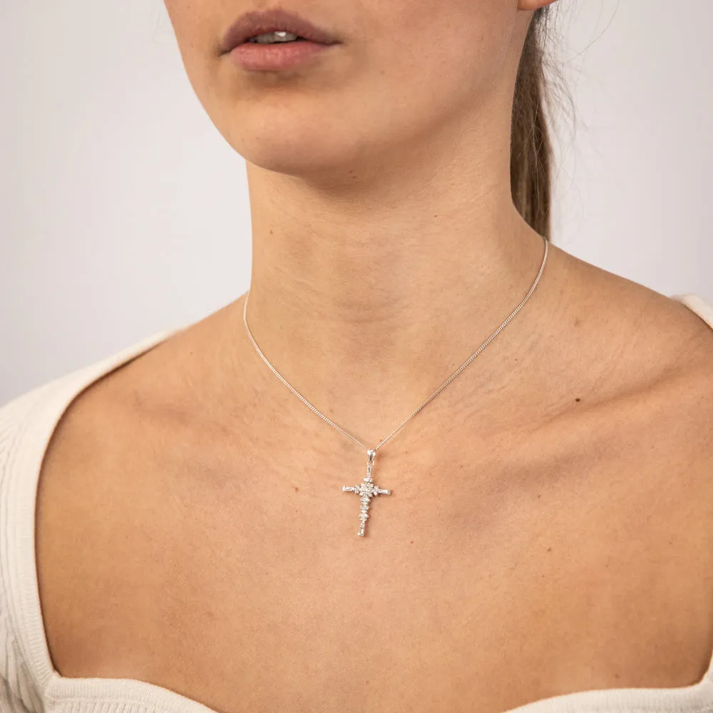 Sterling Silver Zirconia Fancy Cross Pendant Shiels
