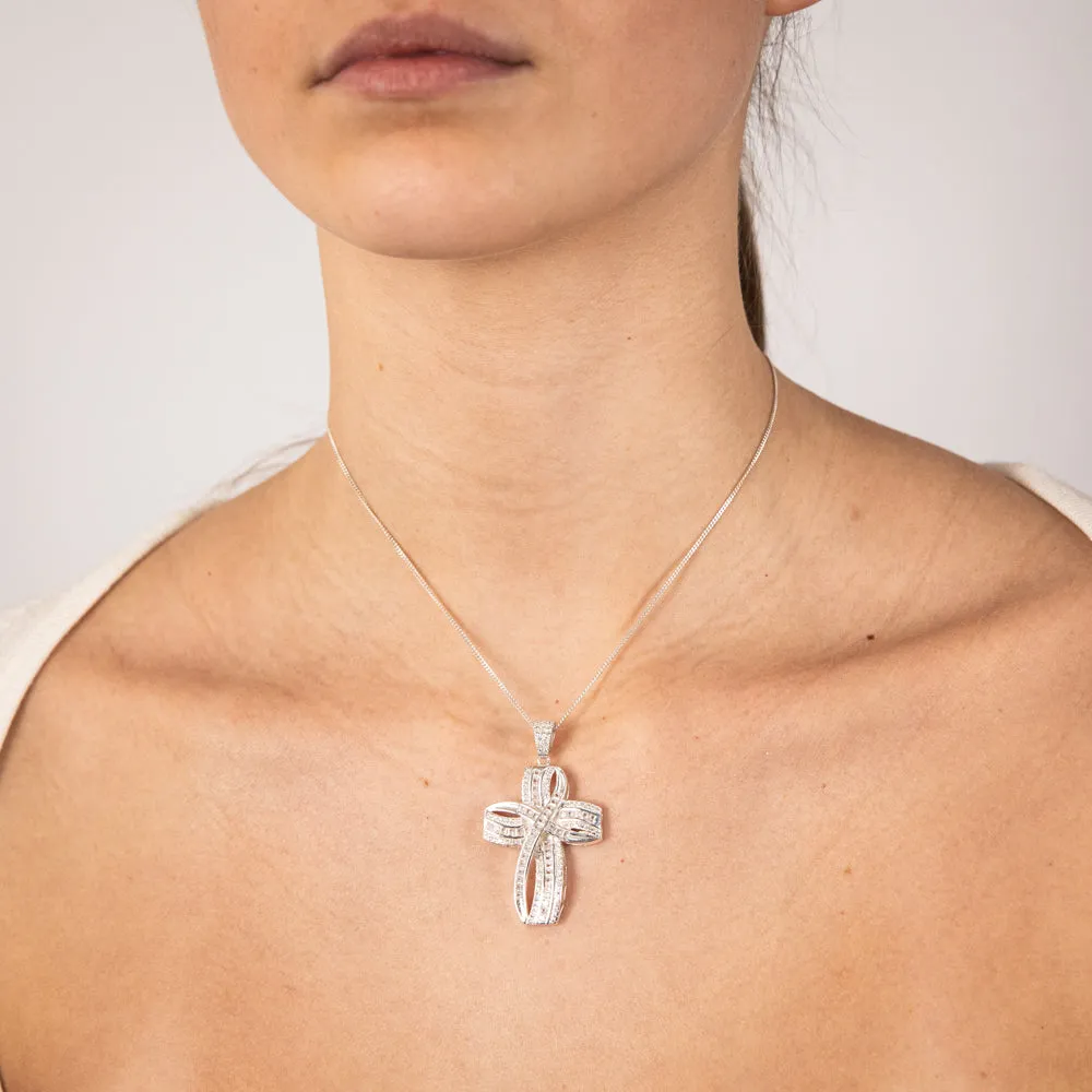 Sterling Silver Zirconia Fancy Cross Pendant Shiels