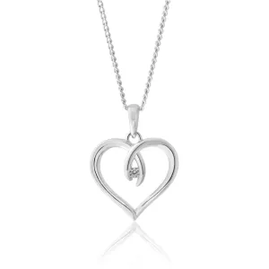 Sterling Silver Zirconia Fancy Heart Pendant Shiels
