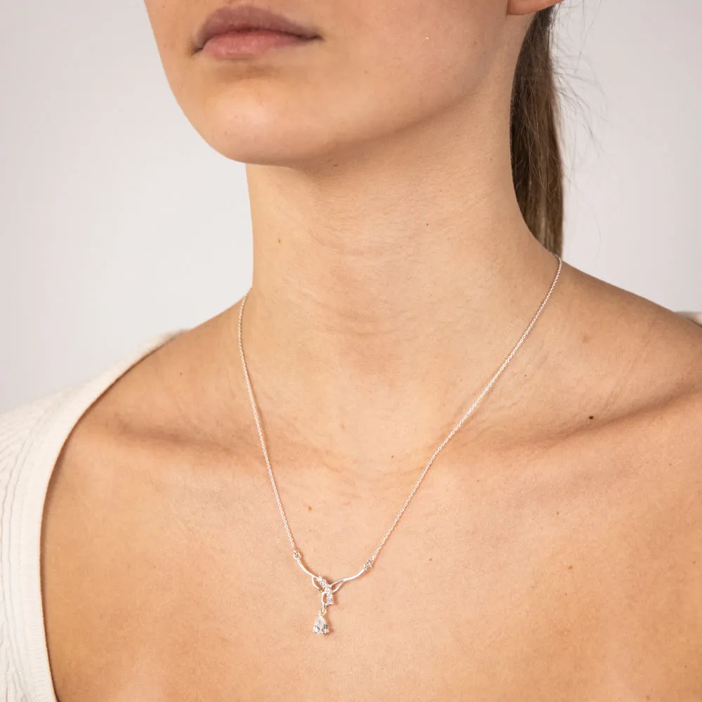Sterling Silver Zirconia Fancy Pendant On Chain Shiels