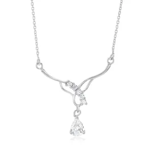 Sterling Silver Zirconia Fancy Pendant On Chain Shiels