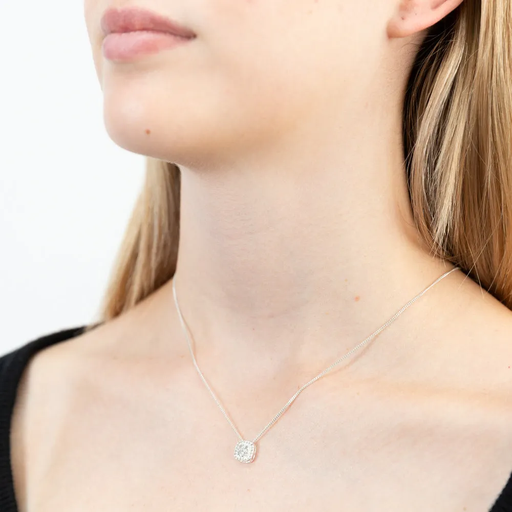 Sterling Silver Zirconia Square Fancy Pendant Shiels