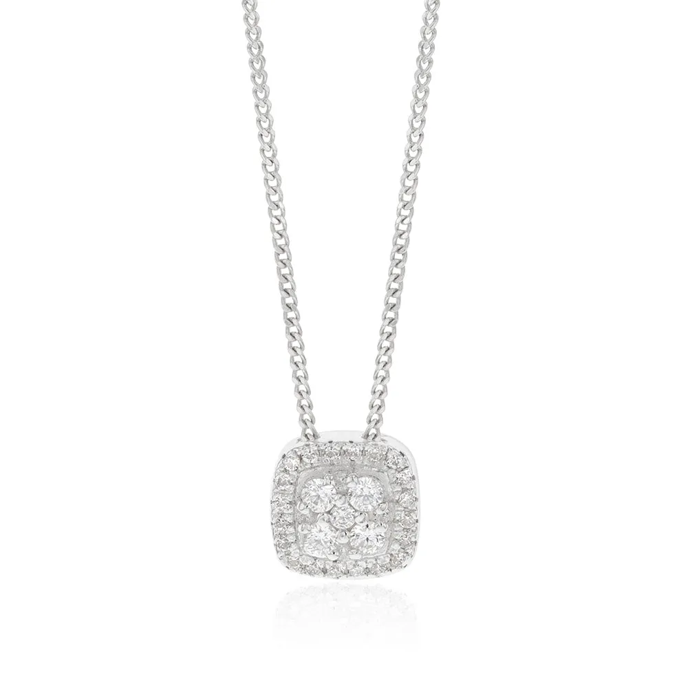 Sterling Silver Zirconia Square Fancy Pendant Shiels