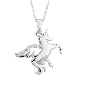 Sterling Silver Zirconia Unicorn Pendant Shiels