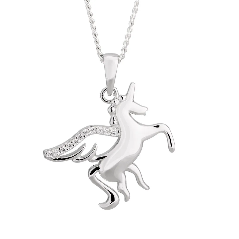 Sterling Silver Zirconia Unicorn Pendant Shiels
