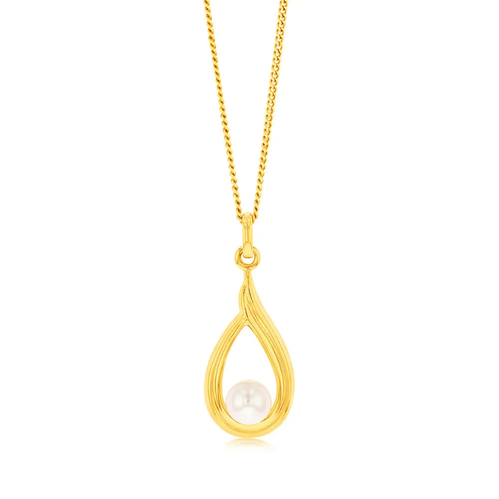 Tear Drop Pearl(5mm) Pendant in 9ct Yellow Gold Shiels