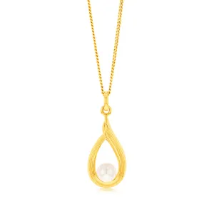 Tear Drop Pearl(5mm) Pendant in 9ct Yellow Gold Shiels