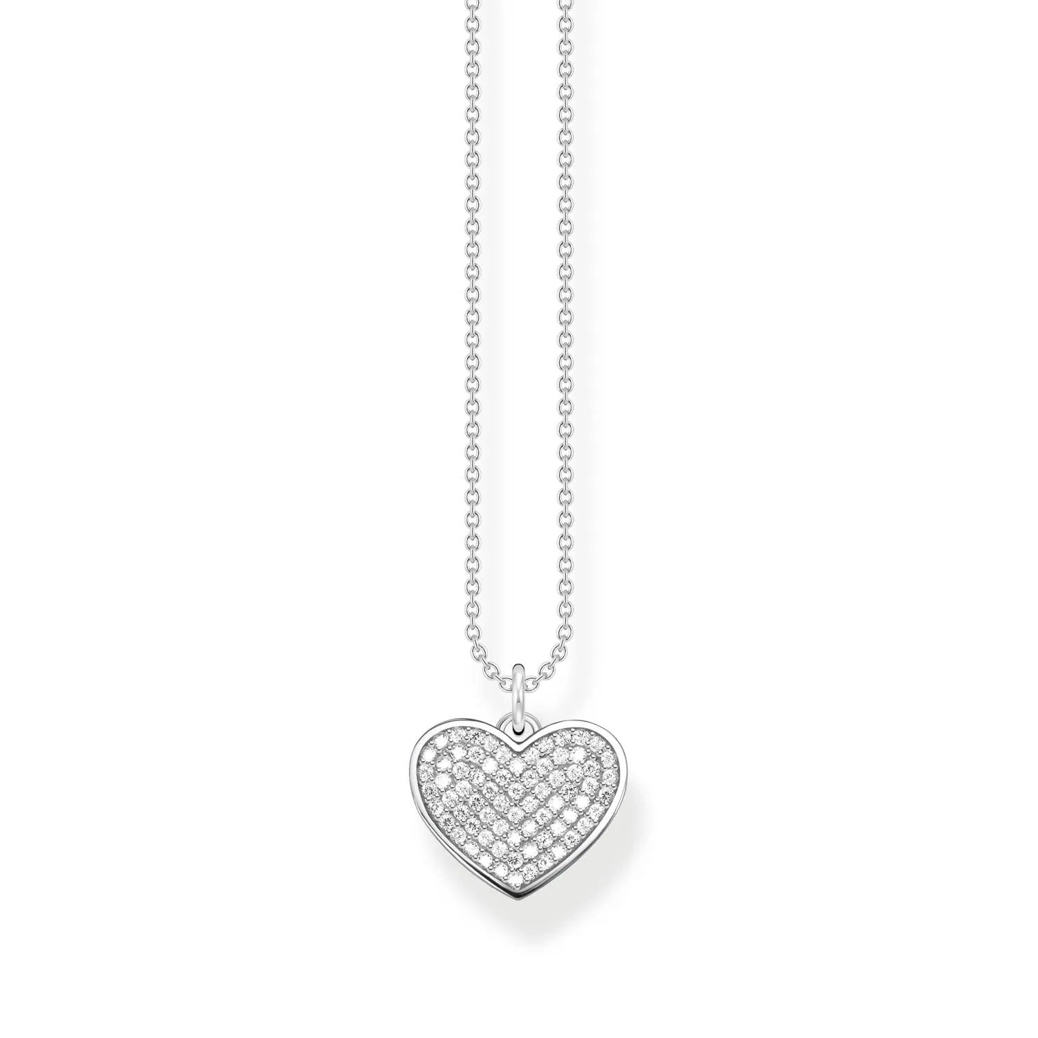 Thomas Sabo Engrav Sterling Silver CZ Heart Disc 40-45cm Chain Shiels