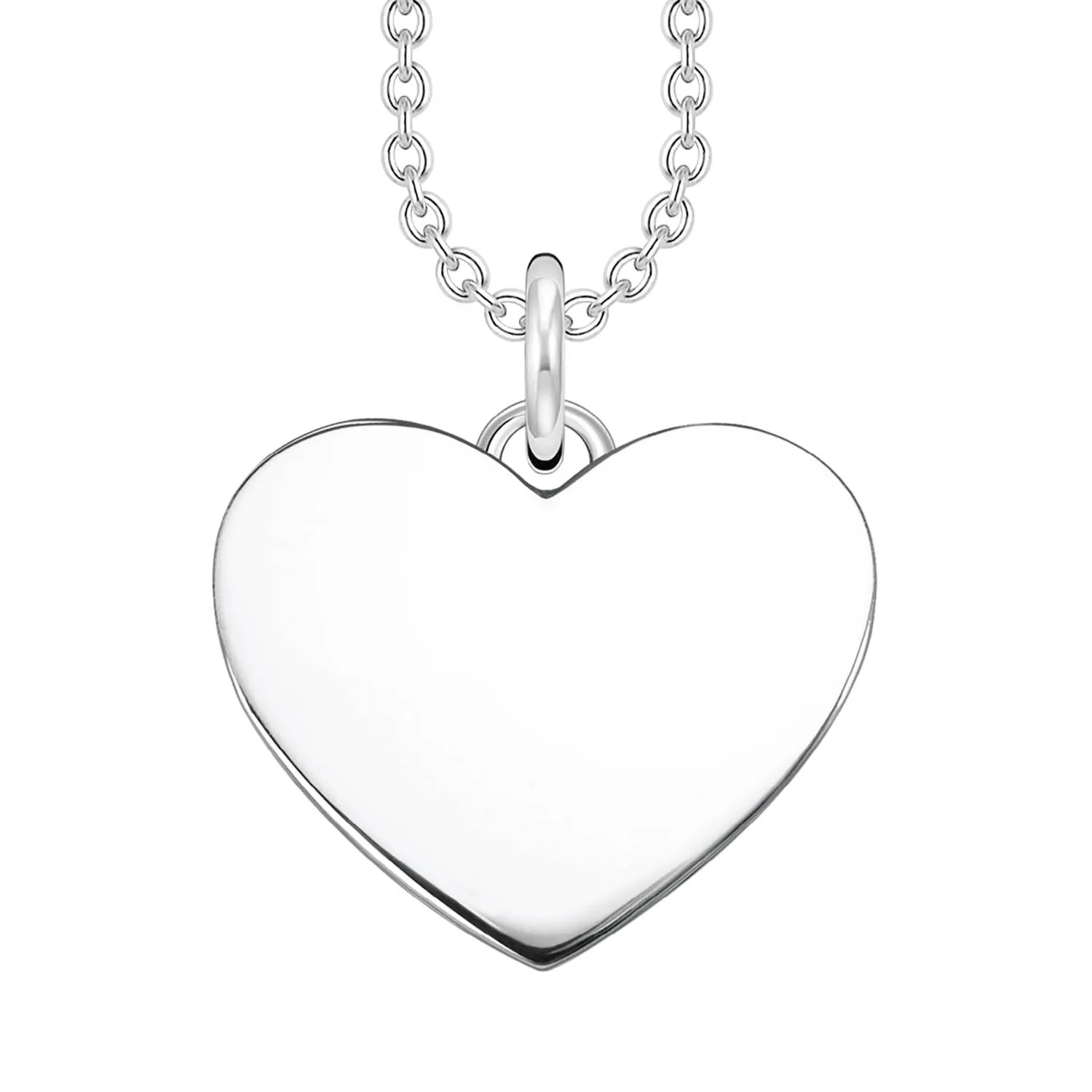 Thomas Sabo Engrav Sterling Silver CZ Heart Disc 40-45cm Chain Shiels