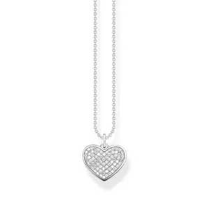 Thomas Sabo Engrav Sterling Silver CZ Heart Disc 40-45cm Chain Shiels