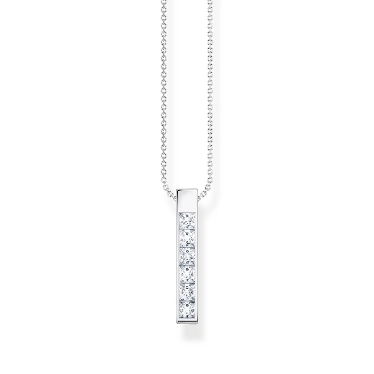 Thomas Sabo Heritage Engrav Sterling Silver CZ Bar On 40-45cm Chain Shiels