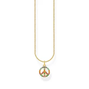 Thomas Sabo Sterling Silver Gold Plated Charm Club Rainbow Peace Pendant On Chain Shiels