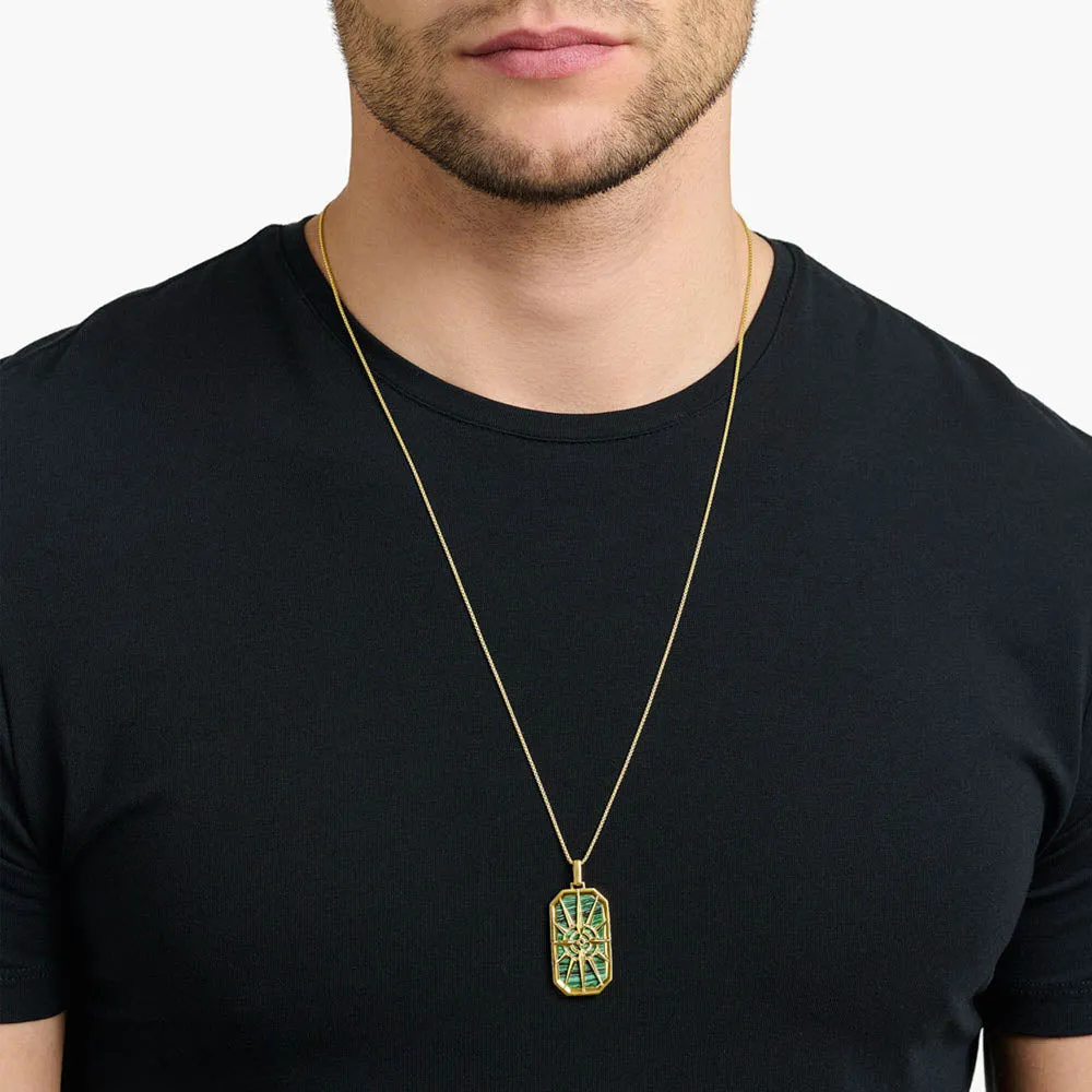 Thomas Sabo Sterling Silver Gold Plated Compass Malachite Dog Tag Pendant Shiels
